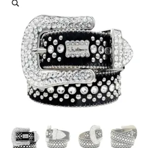 New Rhinestone Belt With Top-grain Leather Unisex