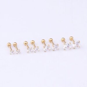 Titanium Steel Zircon Four-claw Stud Earrings One-piece