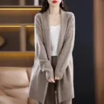 Cozy Womens Knit Cardigan with Relaxed Fit, Mid-Length