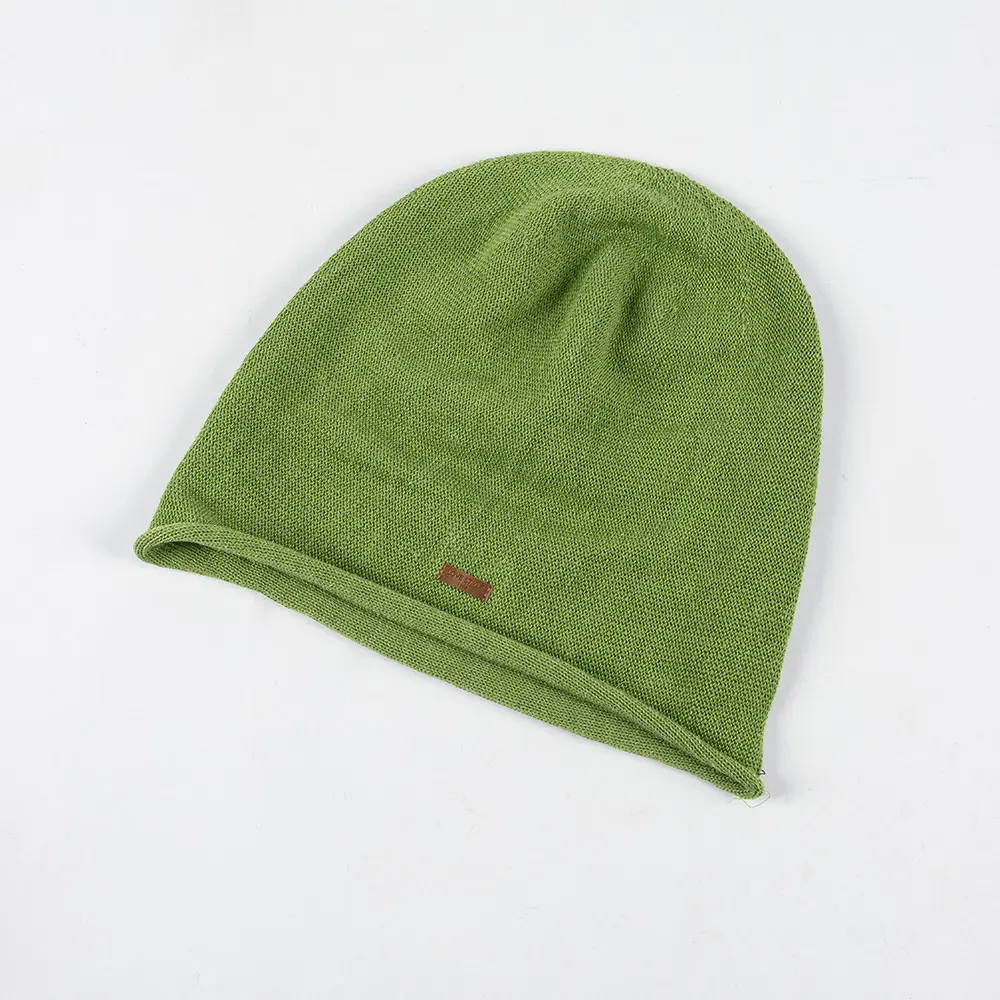 Breathable Knitted Linen Fisherman Hat With A Leather Patch Label