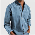 f7baf24c-ab0e-4590-8a15-3804a1de4ac6-2.jpg Men’s Long Sleeve Lapel Shirt in Solid Cotton-Blend - Regular Fit