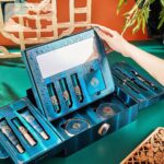 Portable 12-Piece Ladies Makeup Kit Set in Blue Gift Bag
