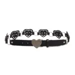 Street-style Hollowed-out Circular PU Leather Belt