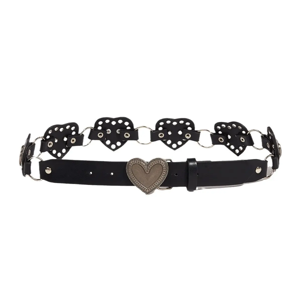 Street-style Hollowed-out Circular PU Leather Belt