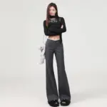 SpringSummer New Gray Sassy Low-Waist Flared Casual Pants
