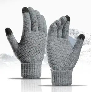 Warm Cashmere-like Jacquard Gloves for Men, Reverse Knit
