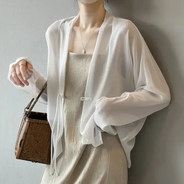 Chinese-style Sun-protective Solid-color Panel-button Flutter Sleeves