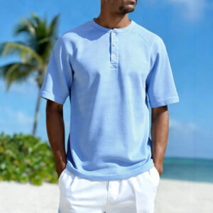 Easy-Fit Blue Polyester Polo Shirt for Men, Short Sleeve