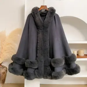 Warm Knitted Shawl Cape Coat Cardigan for Layering 142 x97 cm