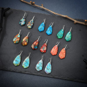 Geometric Turquoise Floral Earrings for Women - Vintage