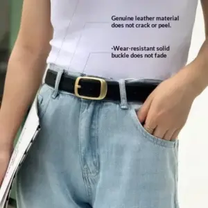 Genuine Full-Grain Leather Jeans Belt Pin Buckle Style