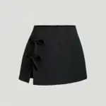 f975a6d5-8539-4251-87b3-ac64105aadda.webp Bow-Tied A-Line Mini Skirt with Slit - Polyester Zipper