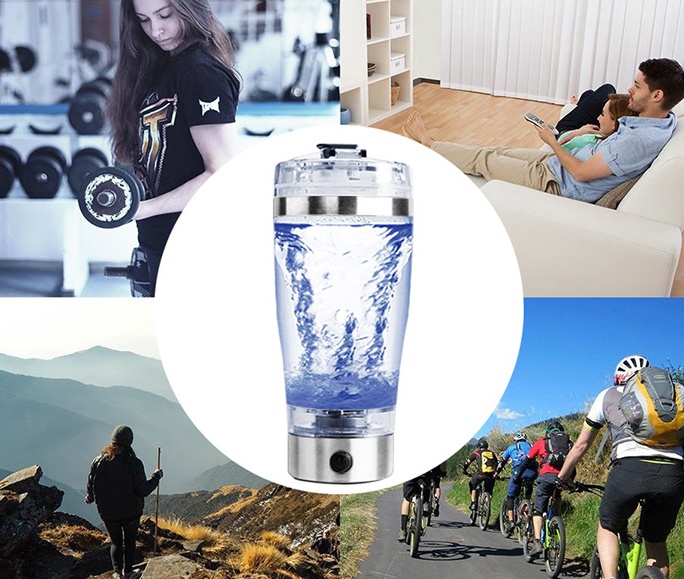 Rechargeable USB Electric Protein Shaker Bottle, 450/600 ml