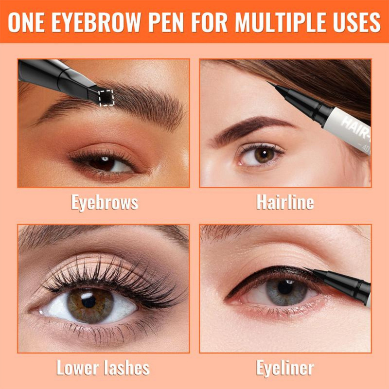 Waterproof Sweat-Proof Double-Ended Eyebrow Pencil with Gray/Brown/Black