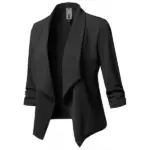 Slim Fit Long Sleeve Crinkled Solid Color Versatile Small Blazer