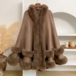 Warm Knitted Shawl Cape Coat Cardigan for Layering 142 x97 cm