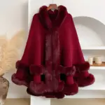 Warm Knitted Shawl Cape Coat Cardigan for Layering 142 x97 cm