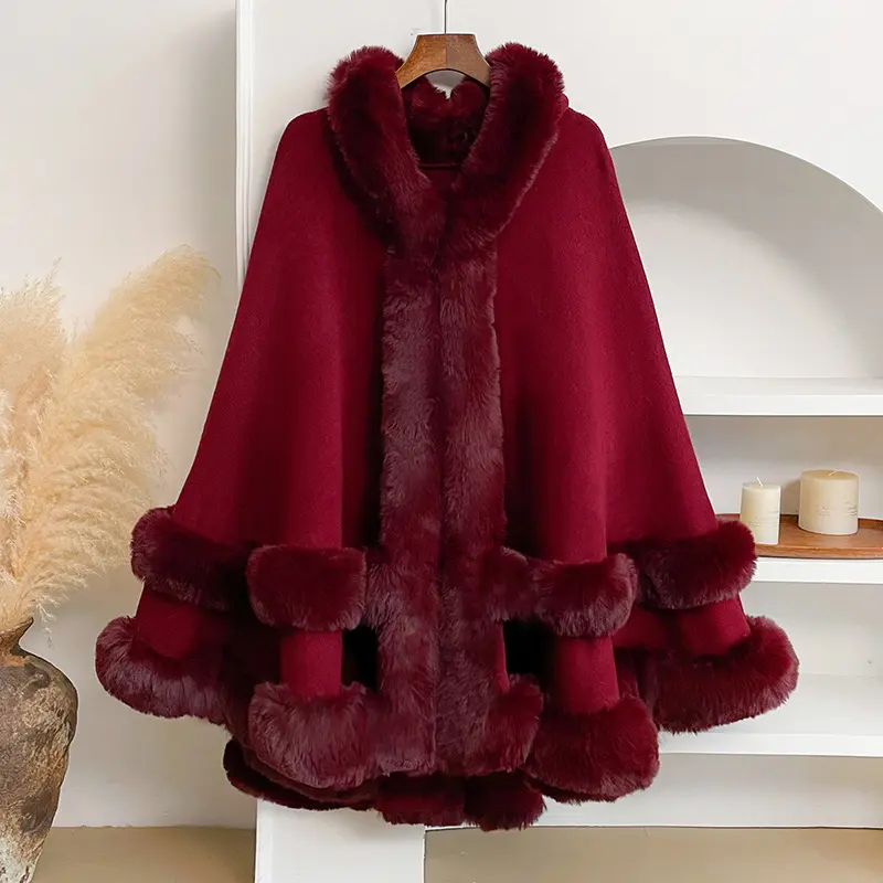 Warm Knitted Shawl Cape Coat Cardigan for Layering 142 x97 cm