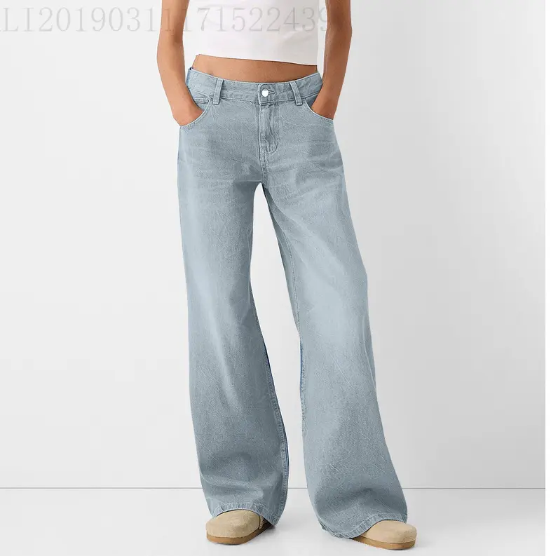 High-Waist Denim Jeans for Women with Washed Finish High-Waist Denim Jeans for Women with Washed Finish