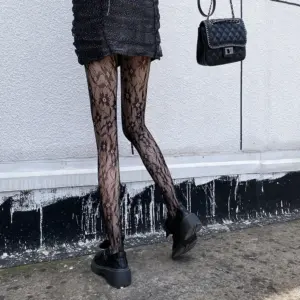 Breathable Black Floral Mesh Stockings, Silk-Style Feel