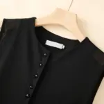 Versatile Sleeveless Womens Garment With Designer Touch Round-Neck Mesh Vest