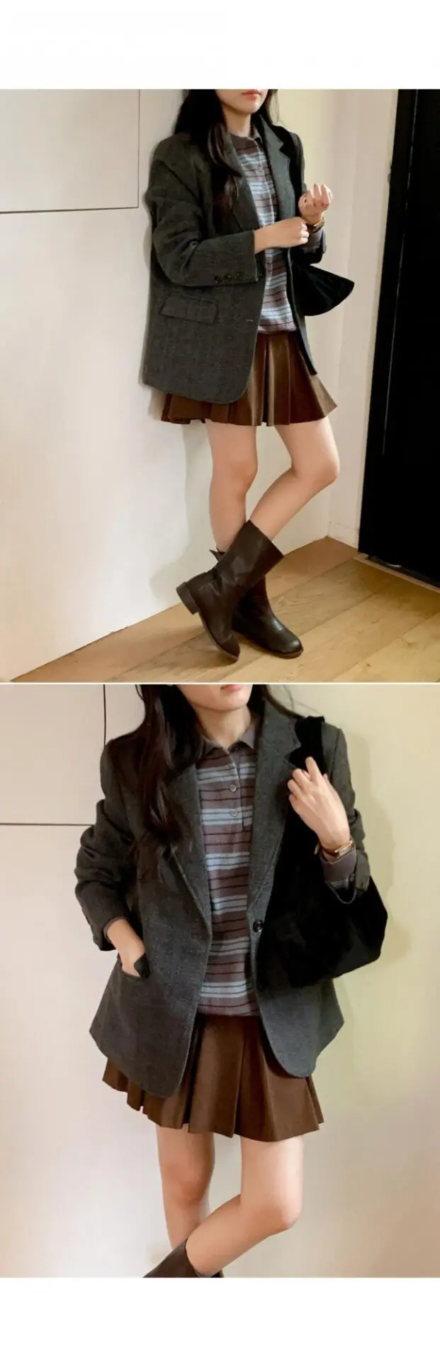 Retro Tweed Single-Breasted Coat for Women, Free Size