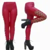 Punk-style Faux Leather Patent Leather Matte Cropped Pants