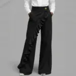 Vintage High-Waist A-Line Denim Trousers with Buttons
