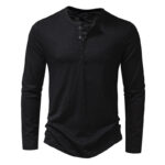 Flexible Men’s Long Sleeve T-Shirt Pullover Solid Color - Spandex