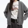 Warm Korean-Style V-Neck Two-Button Knit Cardigan