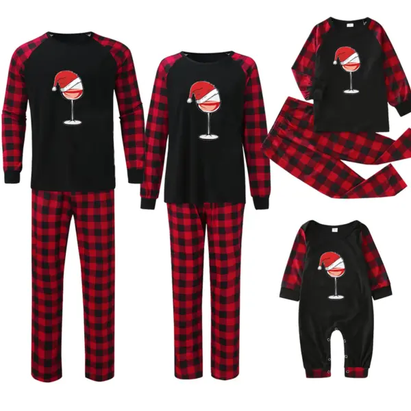 Plaid Stitching Printing Christmas Homewear Parent-child Suit M3