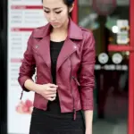 Women's PU Leather Jacket Women's Short Slim Small Coat
