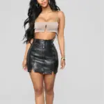 Bodycon Fit Black Polyester Short Skirt with Slight Stretch