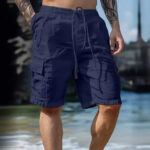 Breathable Cotton-Linen Drawstring Elastic Waist Shorts