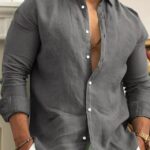 Non-Iron Linen Cotton Blend Button-Front Shirt for Summer