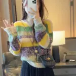 Colorful Loose-fit Striped Knit Sweater