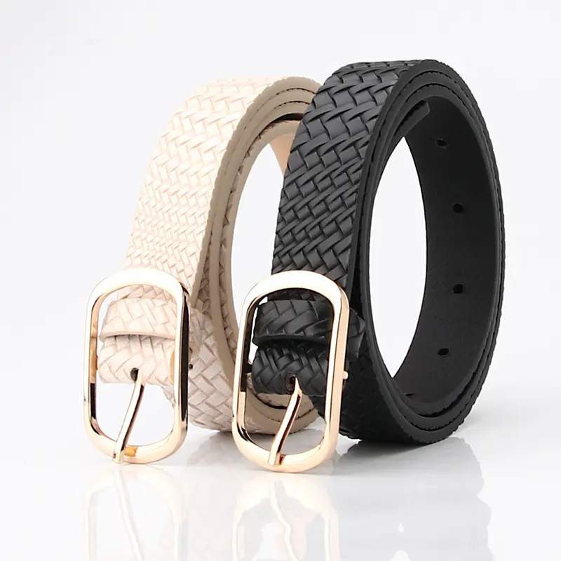 Retro Round Ladies Fashion Belt with Woven Texture Buckle Retro Round Ladies Fashion Belt with Woven Texture Buckle