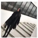 Black Irregular Loose Cloak Woolen Coat for Easy Movement