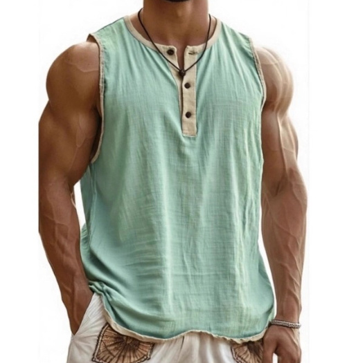 Breathable Pure Cotton Men’s Sleeveless Tank with Sweat Care