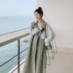 Contrast Color Mid-Length Women’s Trench Coat for S-XL