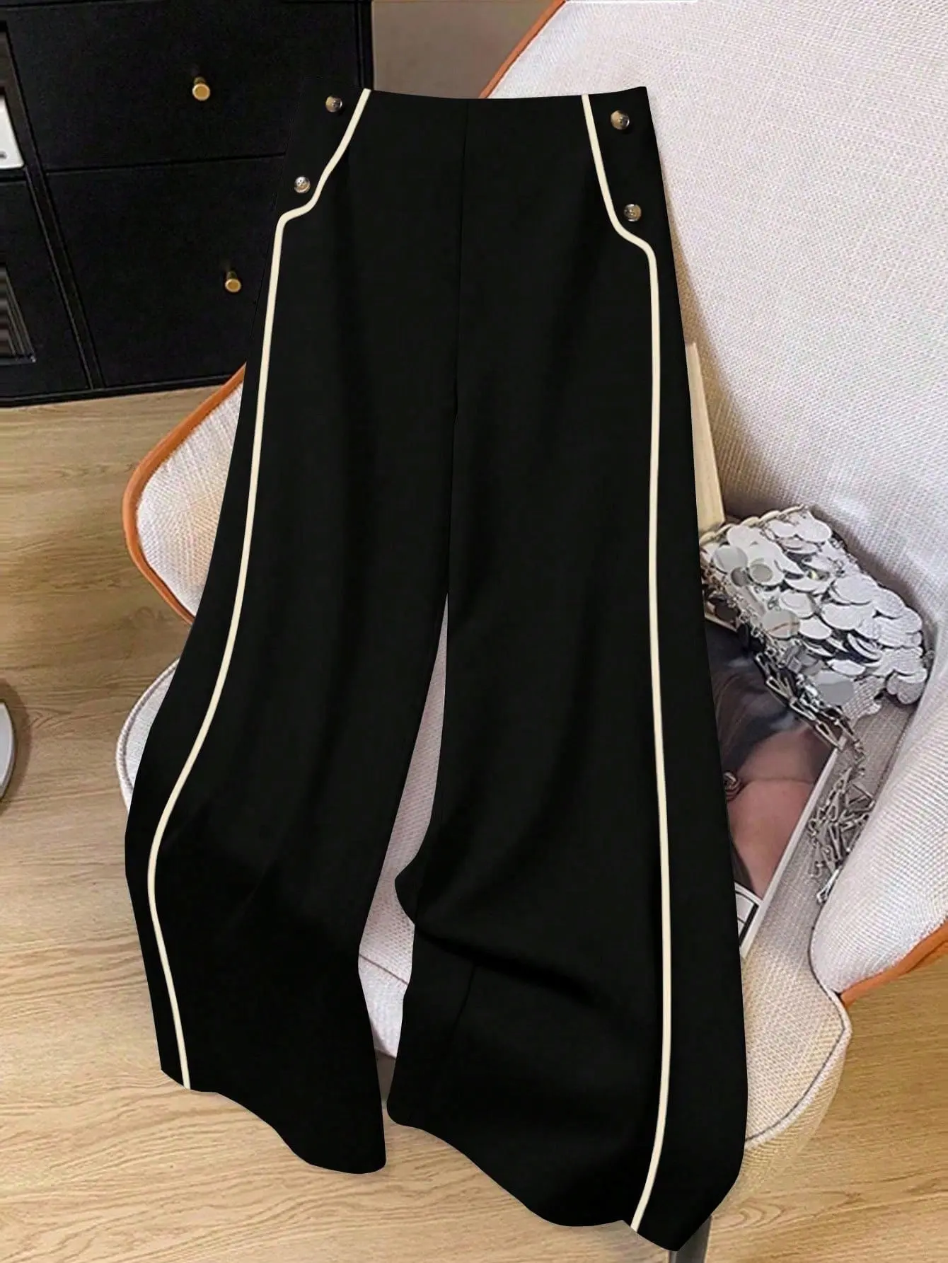 High-waisted Slimming Button-front Versatile Wide-leg Pants For Women High-waisted Slimming Button-front Versatile Wide-leg Pants For Women