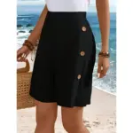 Retro Button-decorated Artistic All-match Casual Shorts
