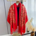 Cashew Flower Embroidered Scarf Shawl For Women