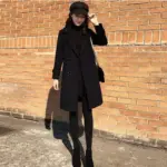 Structured Black Wool Coat for Women, Extra-Long 4 XL