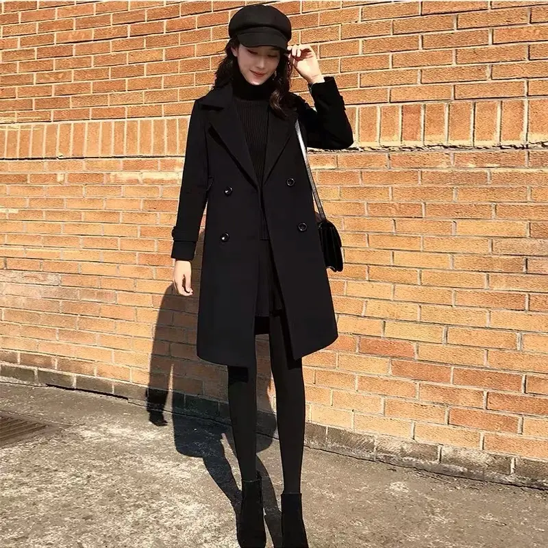 Structured Black Wool Coat for Women, Extra-Long 4 XL