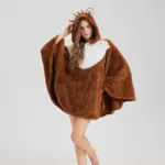 Oversized Hooded Plush Cloak for Couples, 300-inch Wrap