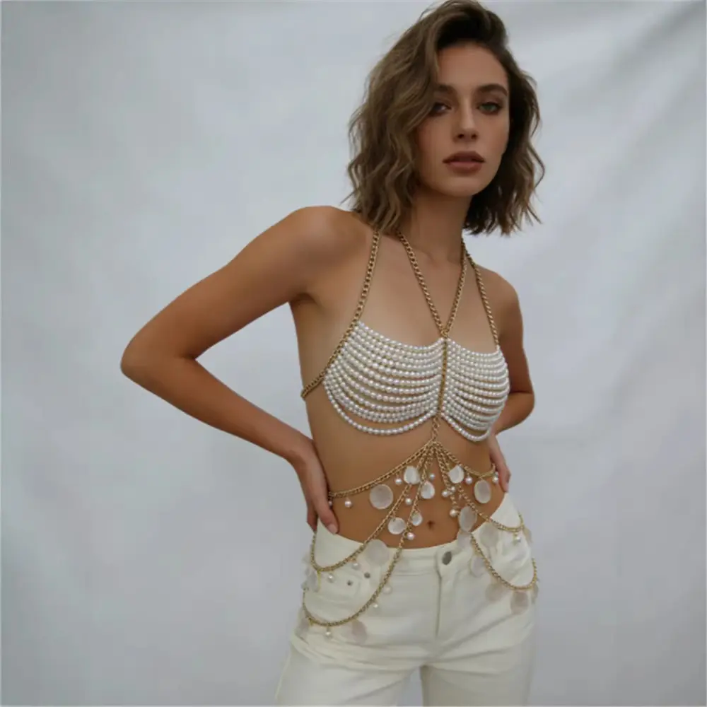 Pearl Chest Chain Body Chain Neck-hanging Vest