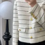 Striped Womens Short Single-breasted Jacket