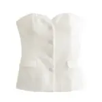 New Summer Silk-satin Textured Spliced Corset-style Top