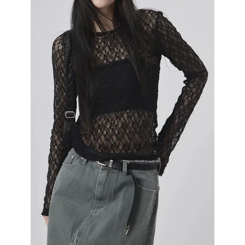 Sleek Slim Fit Japanese-Style Long Sleeve Top w/ Jacquard